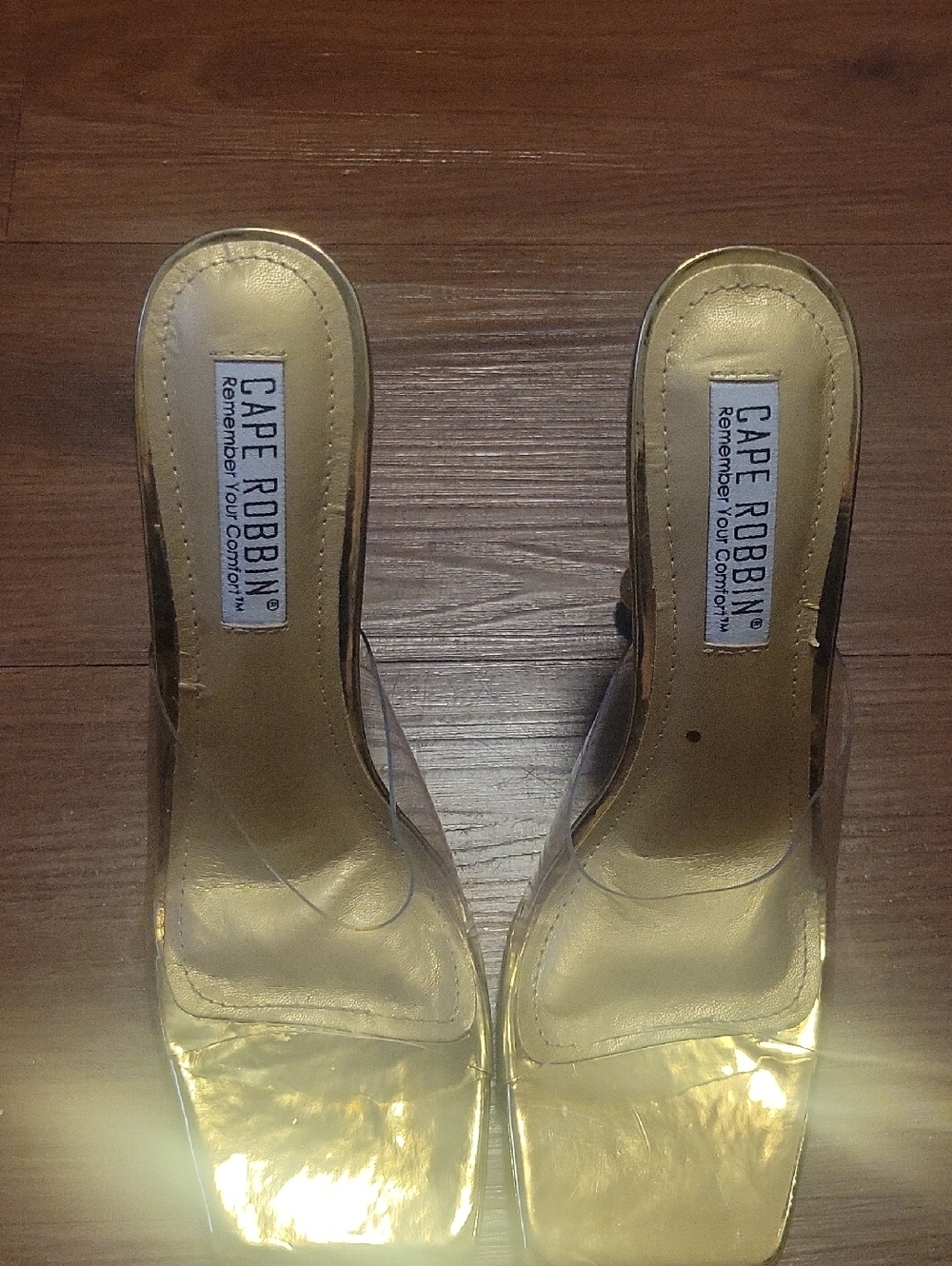 Cape Robbin Gold Clear Slide Mules
